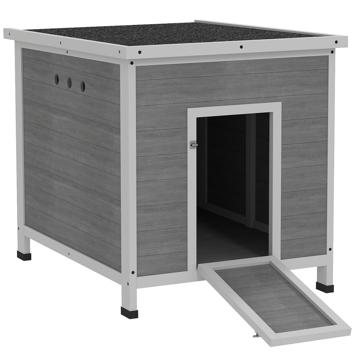 Wooden Duck Coop with Openable Roof and Removable Floor – Light Gray / 930x810x170 mm