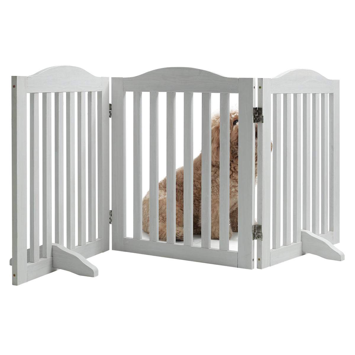 Wooden Foldable Pet Gate for Dogs - 3 Panels, 24 Inch High