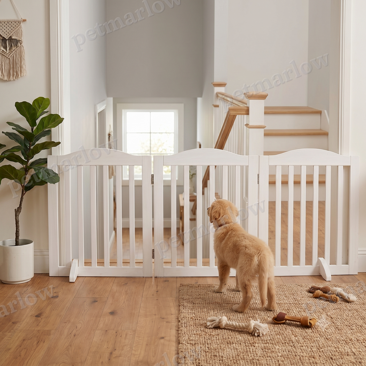 Wooden Foldable Pet Gate for Dogs - 3 Panels, 24 Inch High – view 2