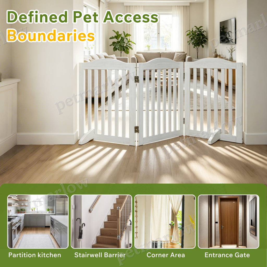 Wooden Foldable Pet Gate for Dogs - 3 Panels, 24 Inch High – view 3