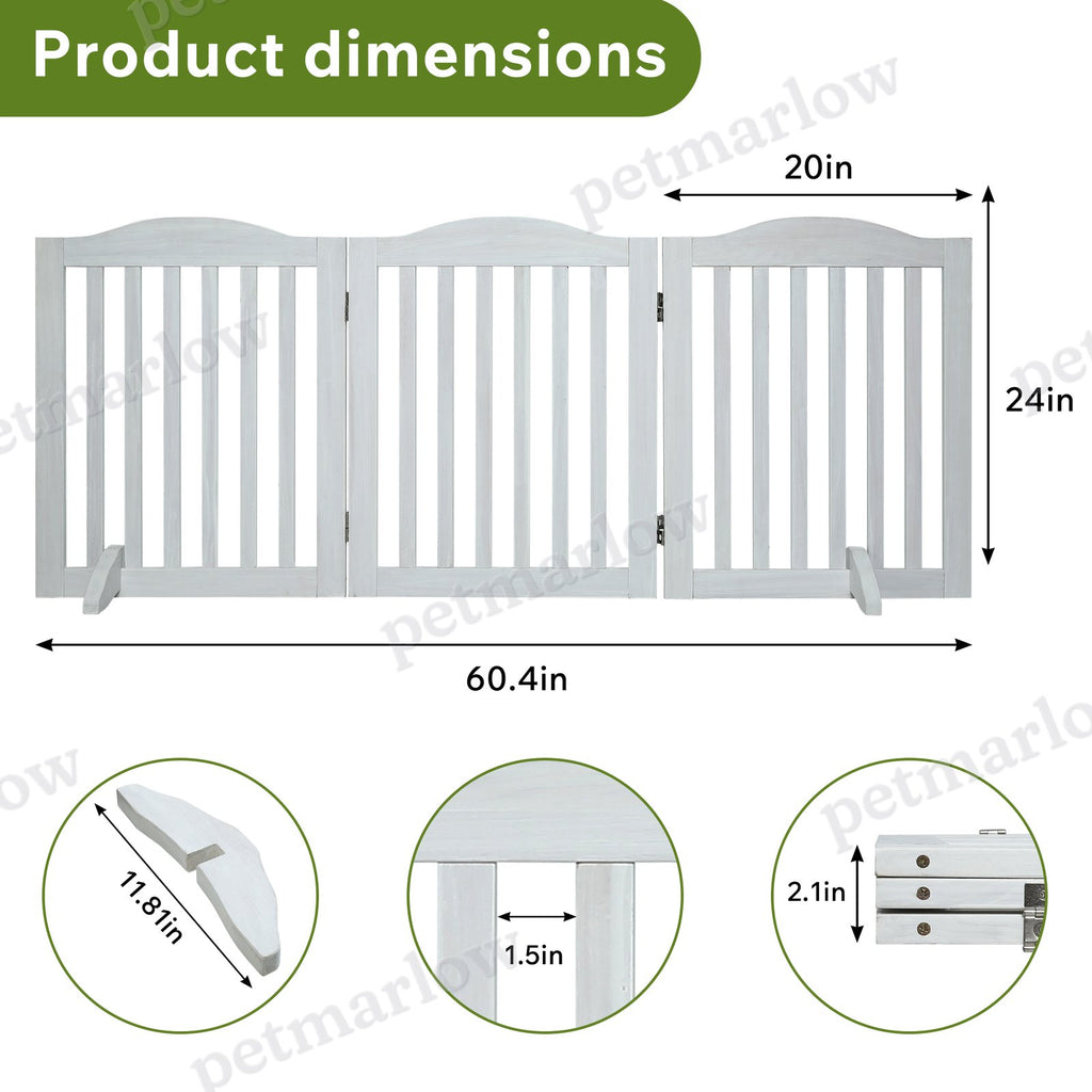 Wooden Foldable Pet Gate for Dogs - 3 Panels, 24 Inch High – view 5