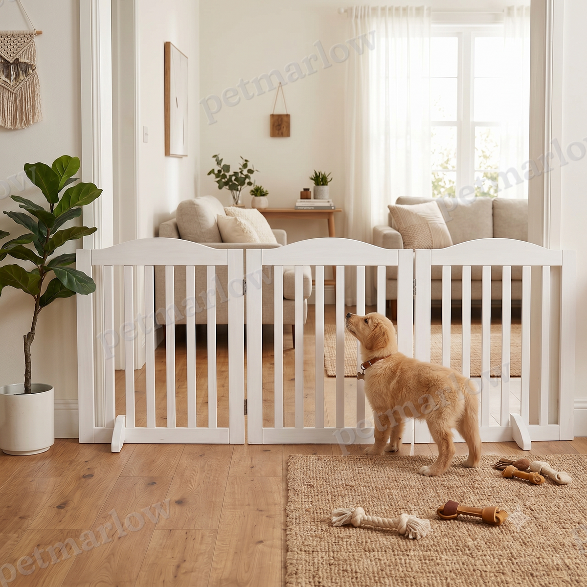 Wooden Foldable Pet Gate for Dogs - 3 Panels, 24 Inch High – view 6