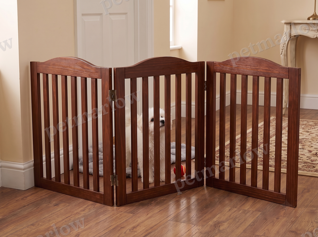 Wooden Freestanding Foldable Pet Gate for Dogs, 24-Inch Height – view 3