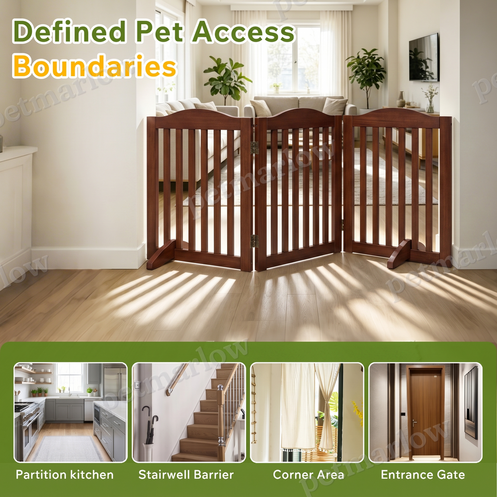 Wooden Freestanding Foldable Pet Gate for Dogs, 24-Inch Height – view 4