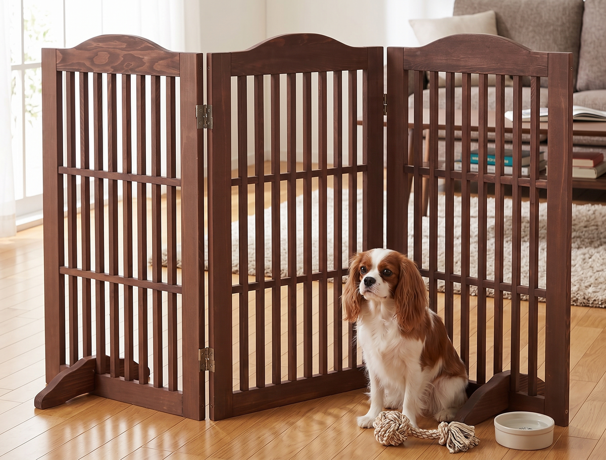 Wooden Freestanding Foldable Pet Gate for Dogs