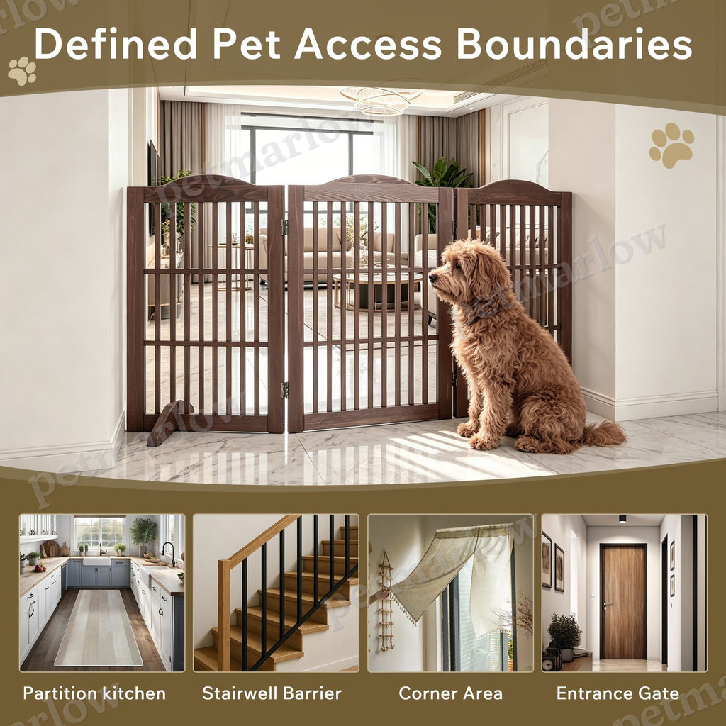 Wooden Freestanding Foldable Pet Gate for Dogs – view 3