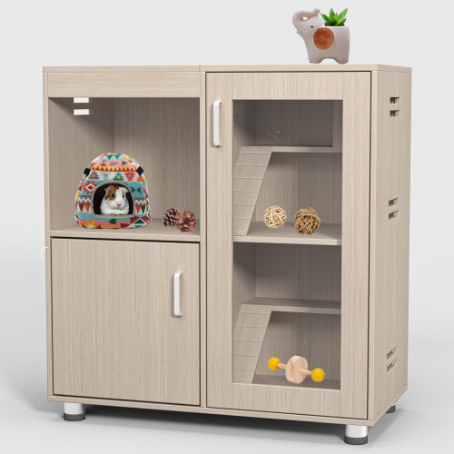 Wooden Guinea Pig Cage with Lockers and Openable Top