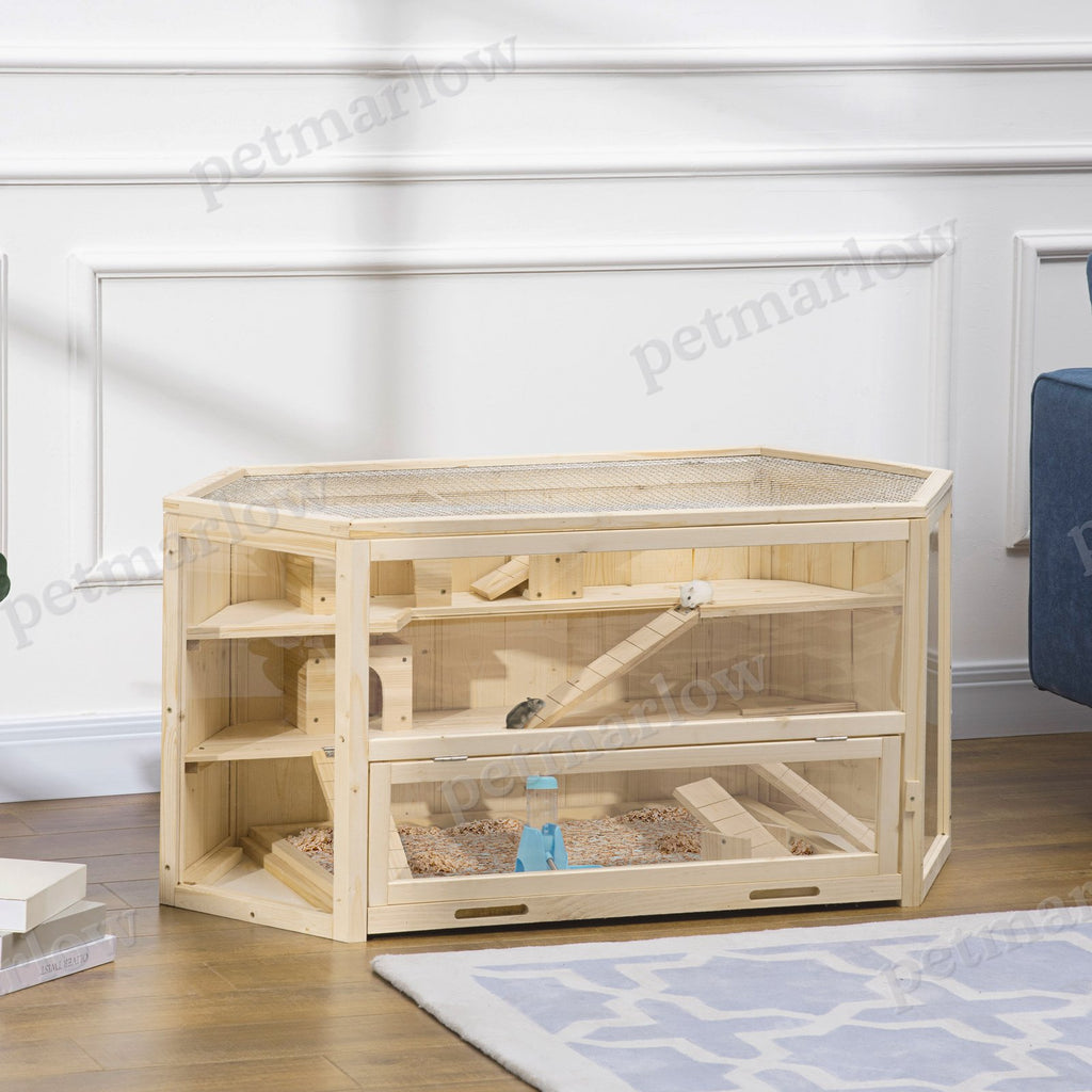 Wooden Hamster Cage with 3 Tiers and Activity Center – view 3