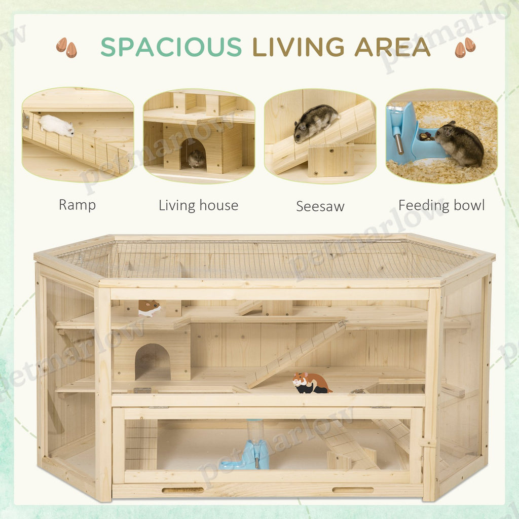 Wooden Hamster Cage with 3 Tiers and Activity Center – view 4