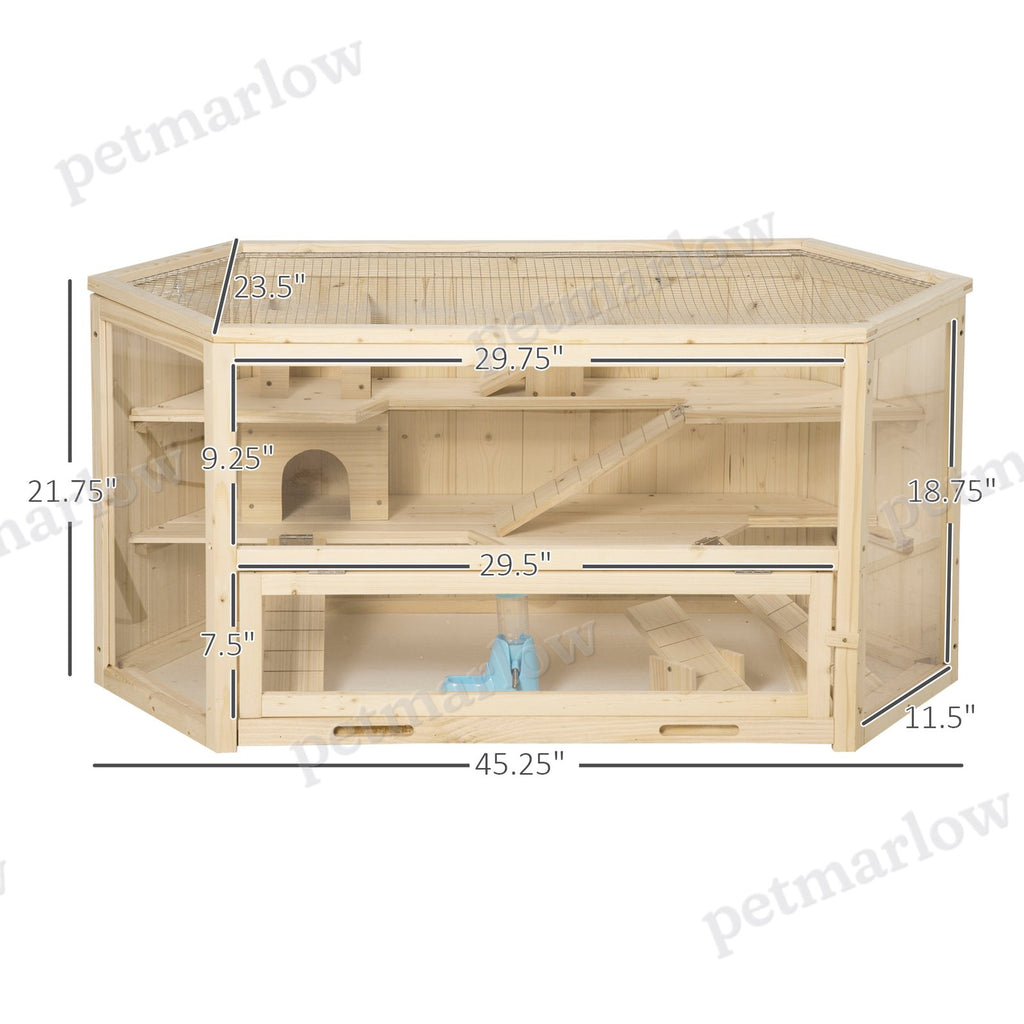 Wooden Hamster Cage with 3 Tiers and Activity Center – view 6