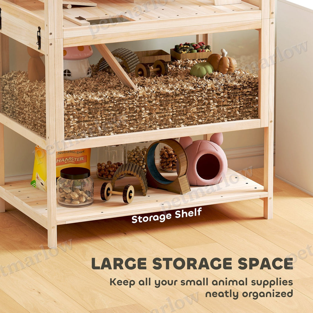 Wooden Hamster Cage with Detachable Floors and Accessories – view 4