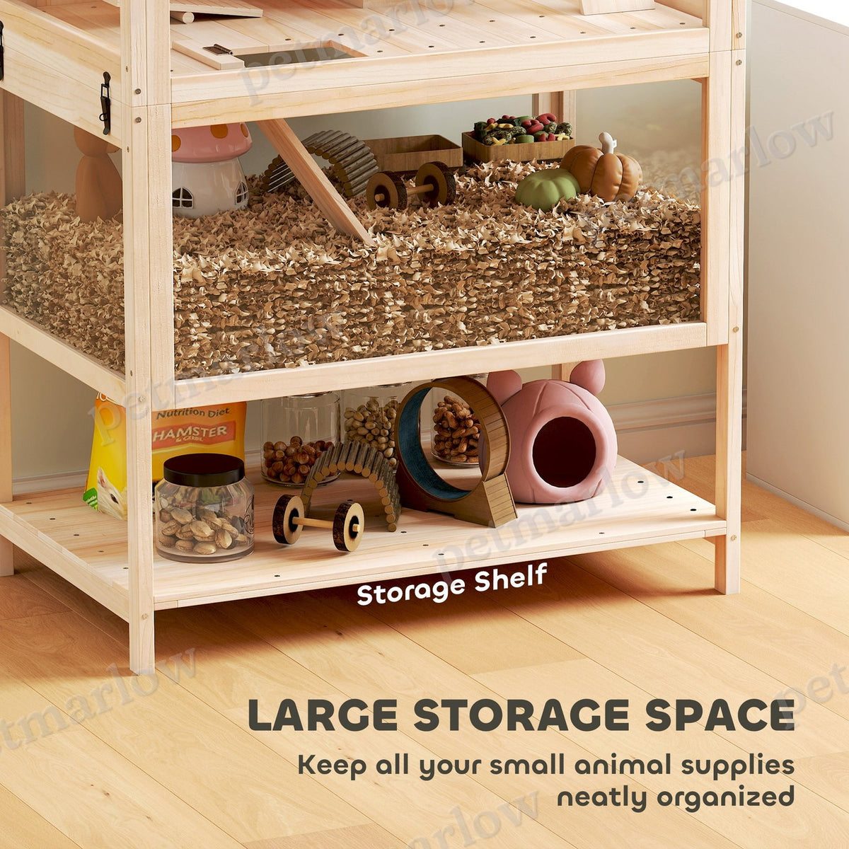 Wooden Hamster Cage with Detachable Floors and Accessories – view 4