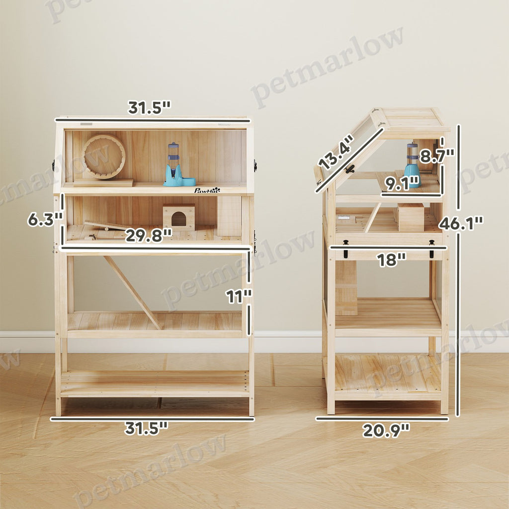 Wooden Hamster Cage with Detachable Floors and Accessories – view 5