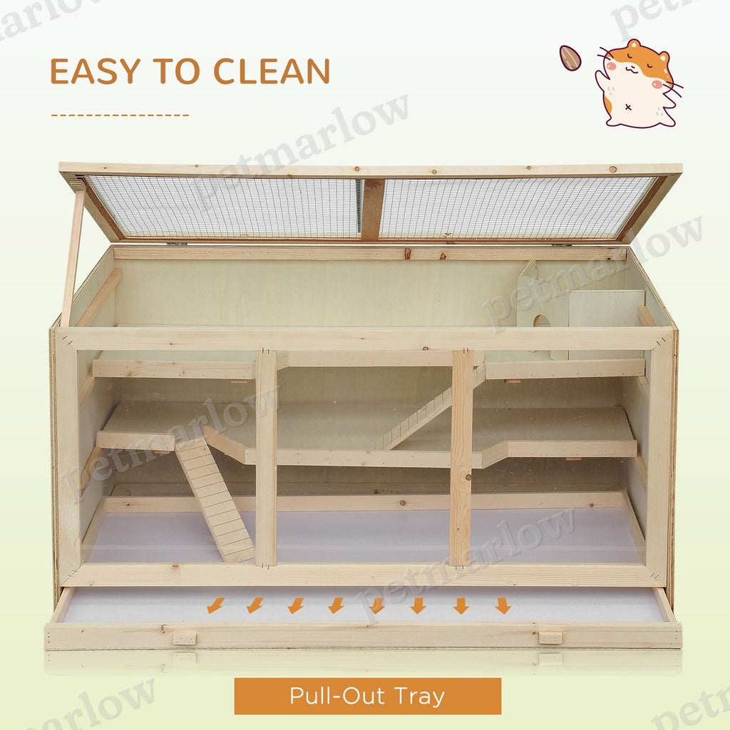 Wooden Hamster Cage with Multi-Level Design and Opening Roof – view 3