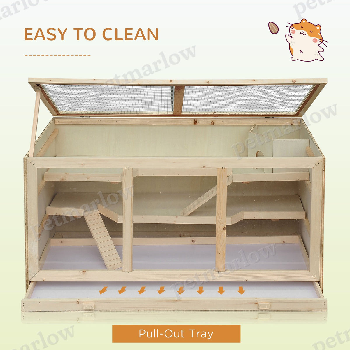 Wooden Hamster Cage with Multi-Level Design and Opening Roof – view 3