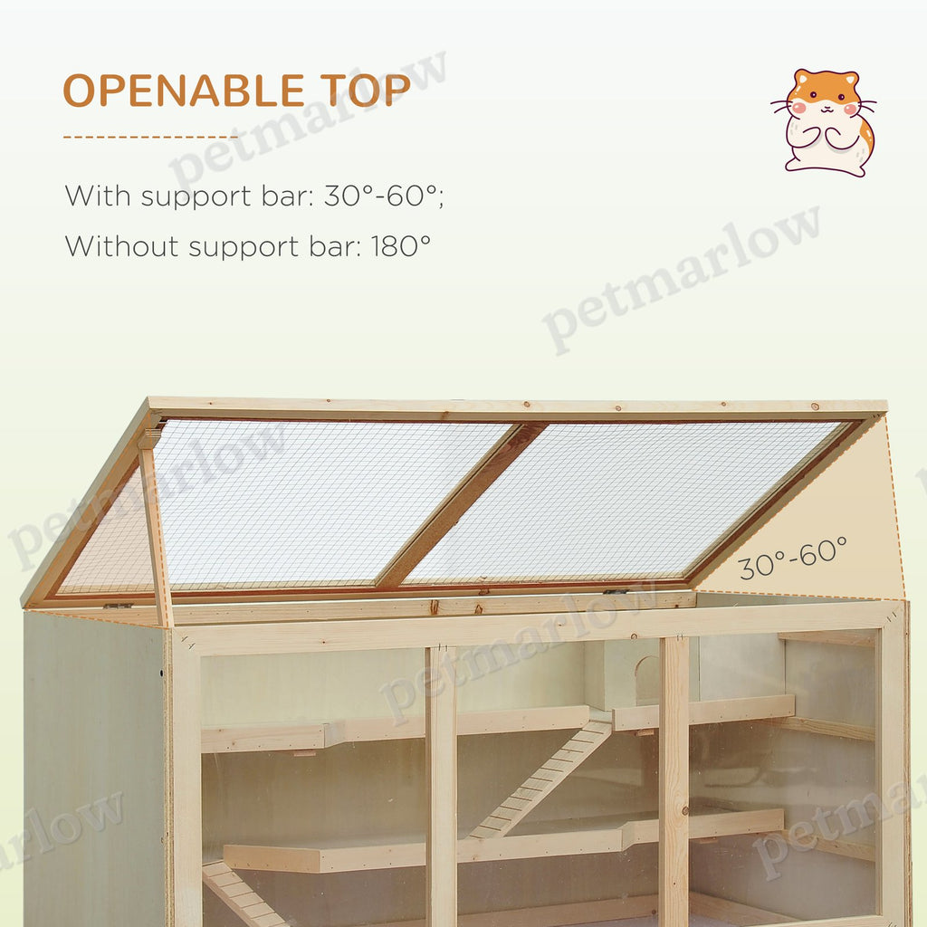 Wooden Hamster Cage with Multi-Level Design and Opening Roof – view 4