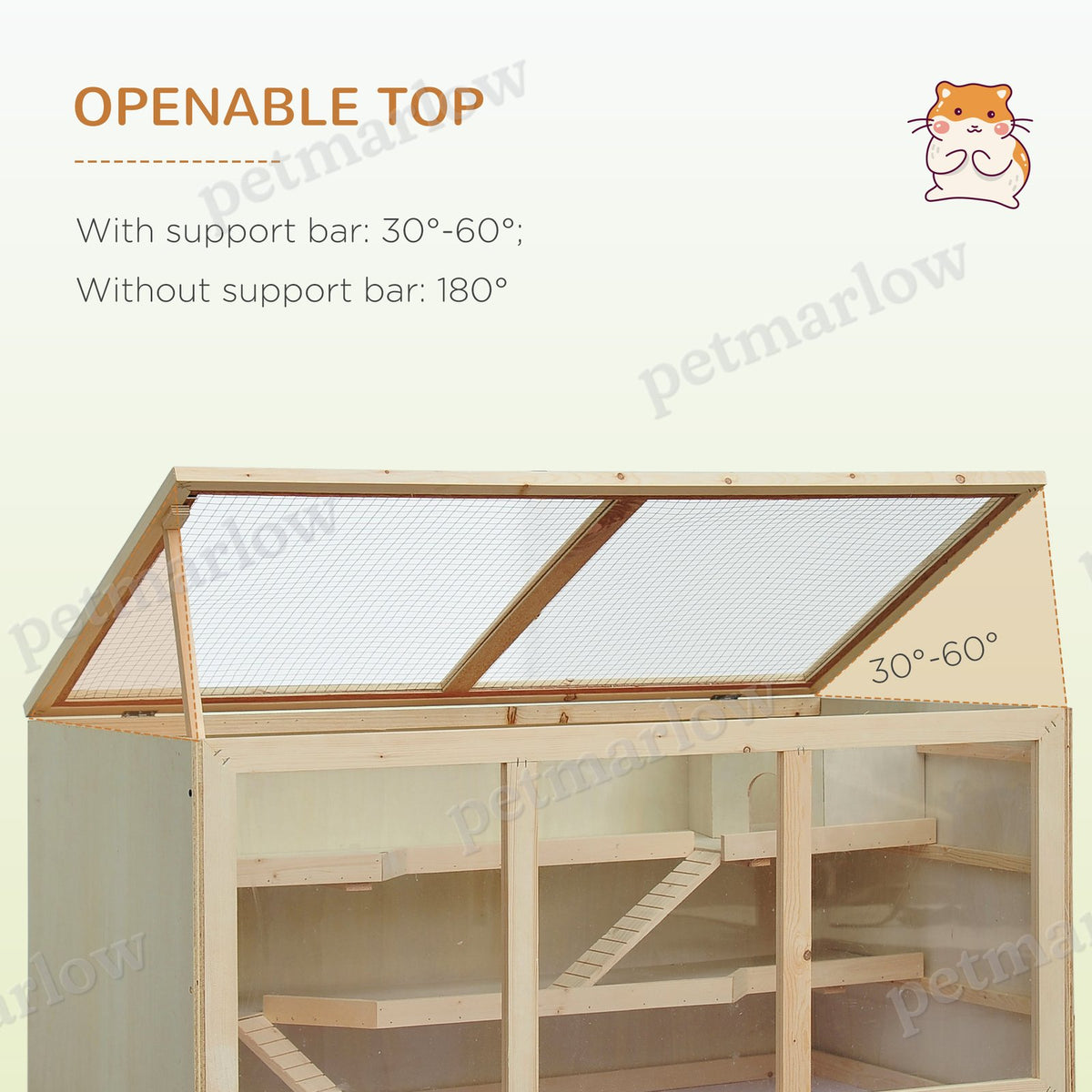 Wooden Hamster Cage with Multi-Level Design and Opening Roof – view 4