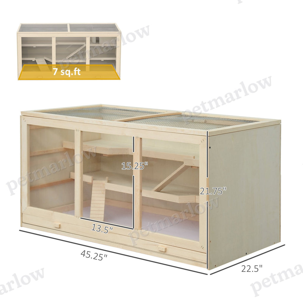 Wooden Hamster Cage with Multi-Level Design and Opening Roof – view 5