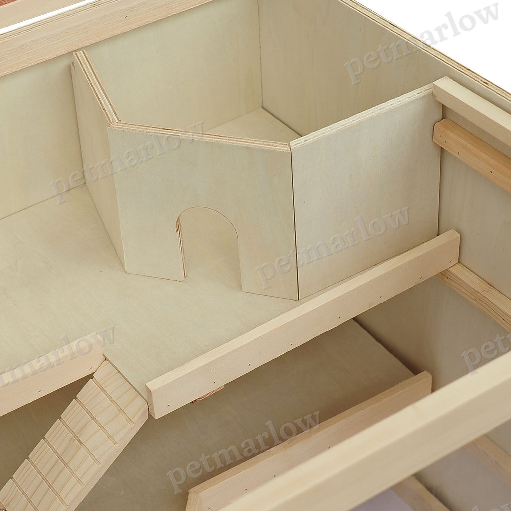 Wooden Hamster Cage with Multi-Level Design and Opening Roof – view 6