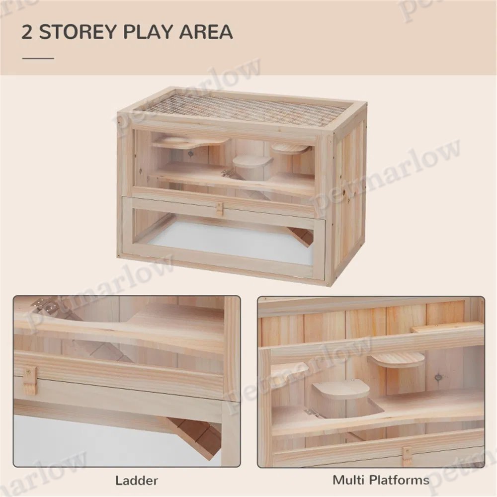 Wooden Hamster Cage with Multi-Level Platforms – view 4