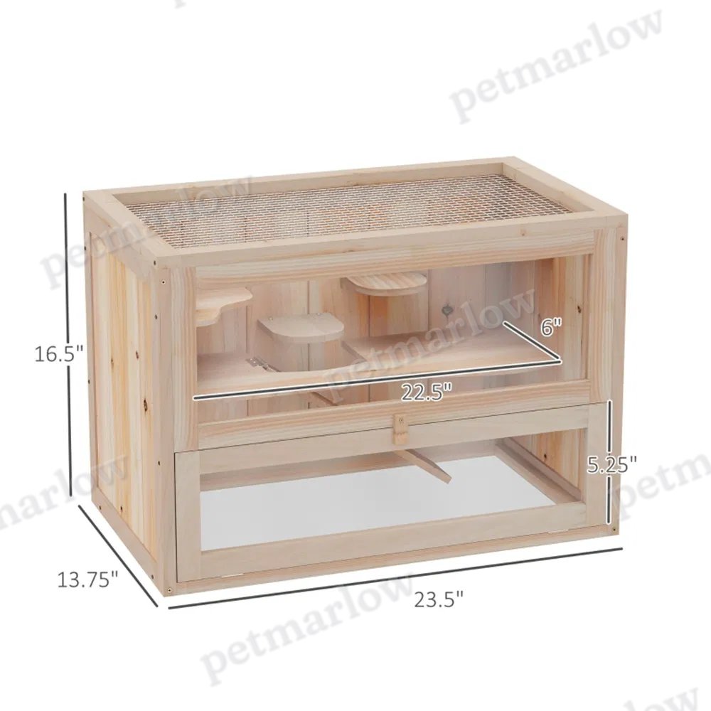 Wooden Hamster Cage with Multi-Level Platforms – view 5