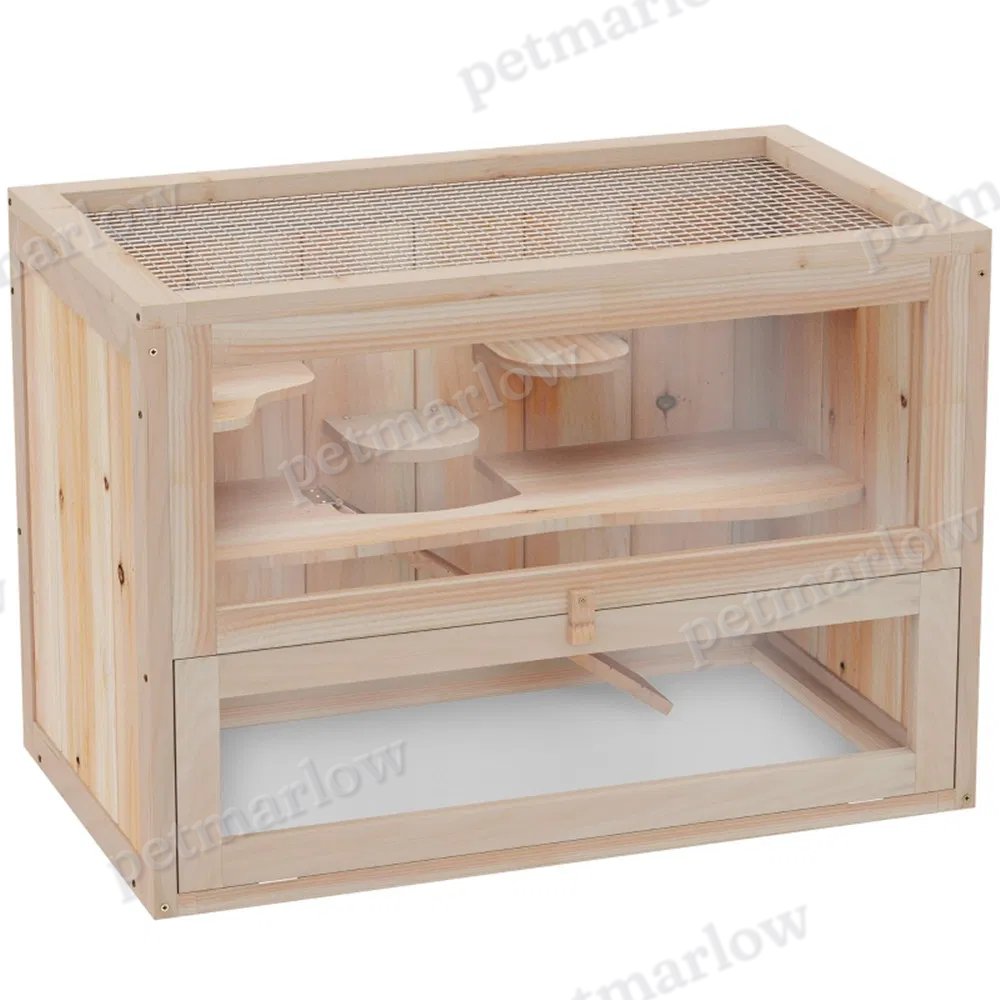 Wooden Hamster Cage with Multi-Level Platforms – view 6