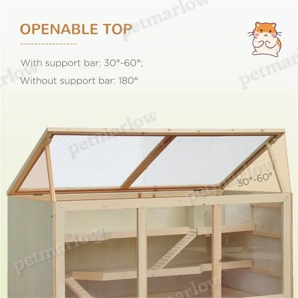 Wooden Hamster Cage with Multiple Levels for Small Animals – view 3