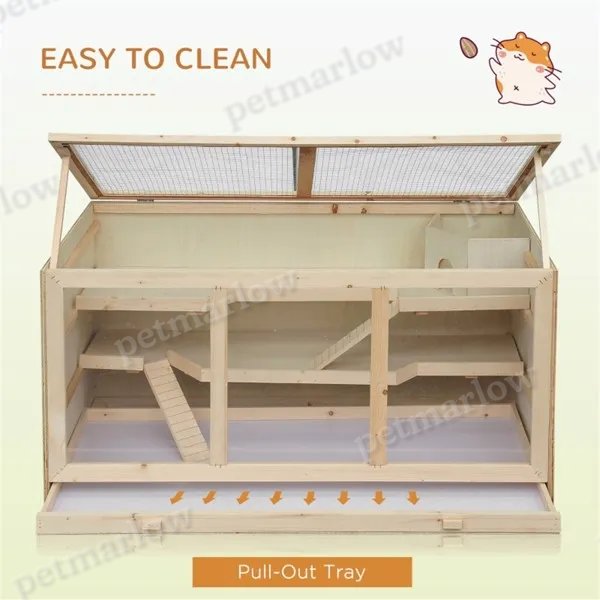 Wooden Hamster Cage with Multiple Levels for Small Animals – view 4