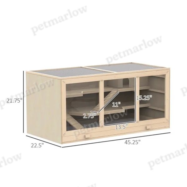 Wooden Hamster Cage with Multiple Levels for Small Animals – view 5