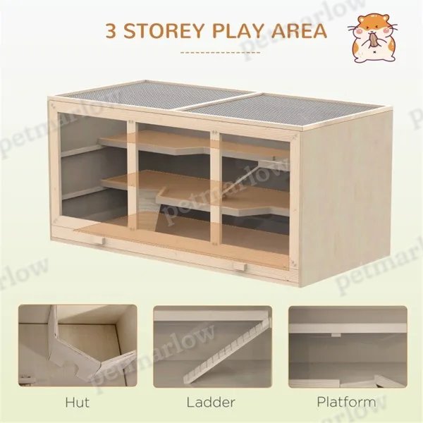 Wooden Hamster Cage with Multiple Levels for Small Animals – view 6