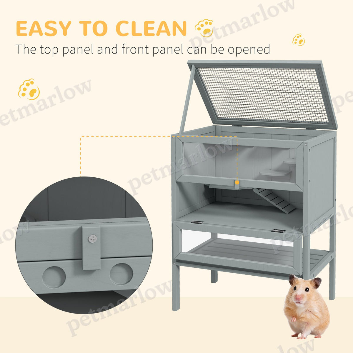 Wooden Hamster Cage with Openable Top and Storage Shelf – view 5