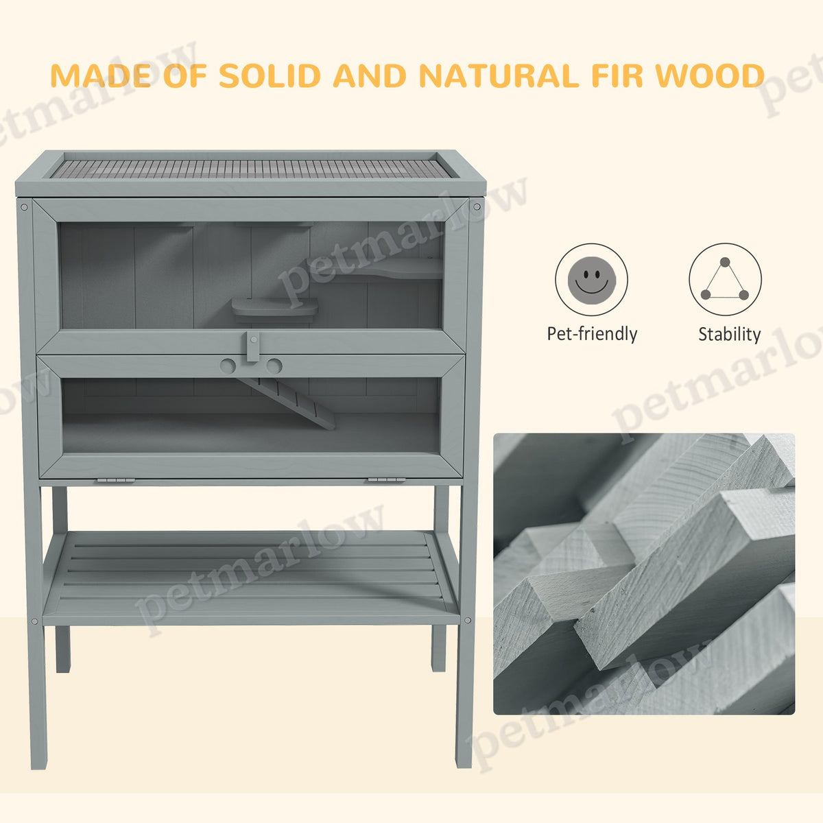 Wooden Hamster Cage with Openable Top and Storage Shelf – view 6