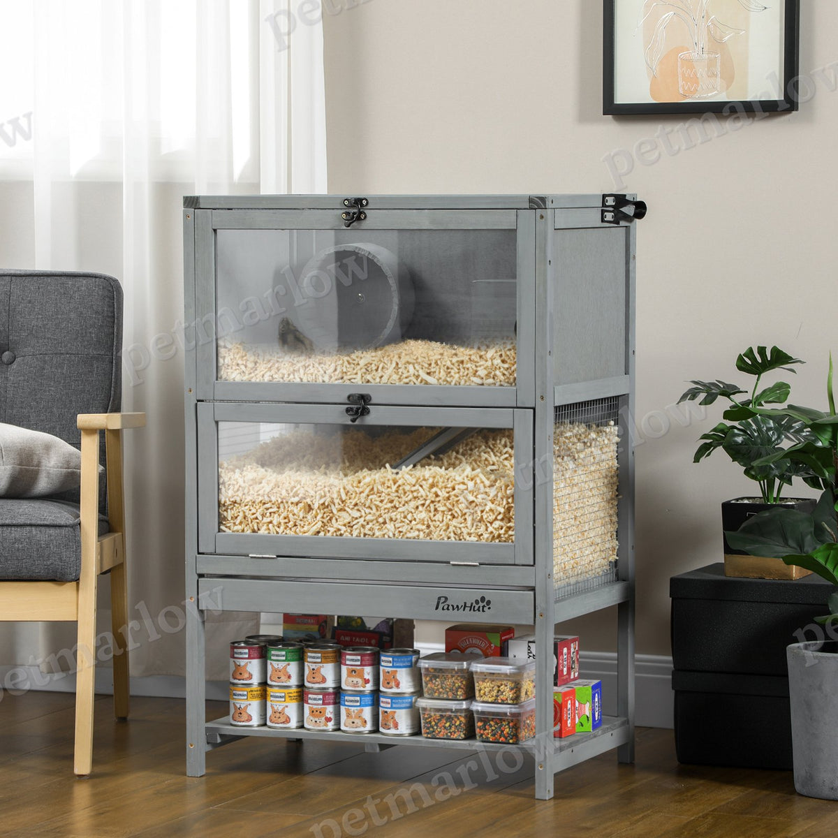 Wooden Hamster Cage with Storage and Accessories – view 3