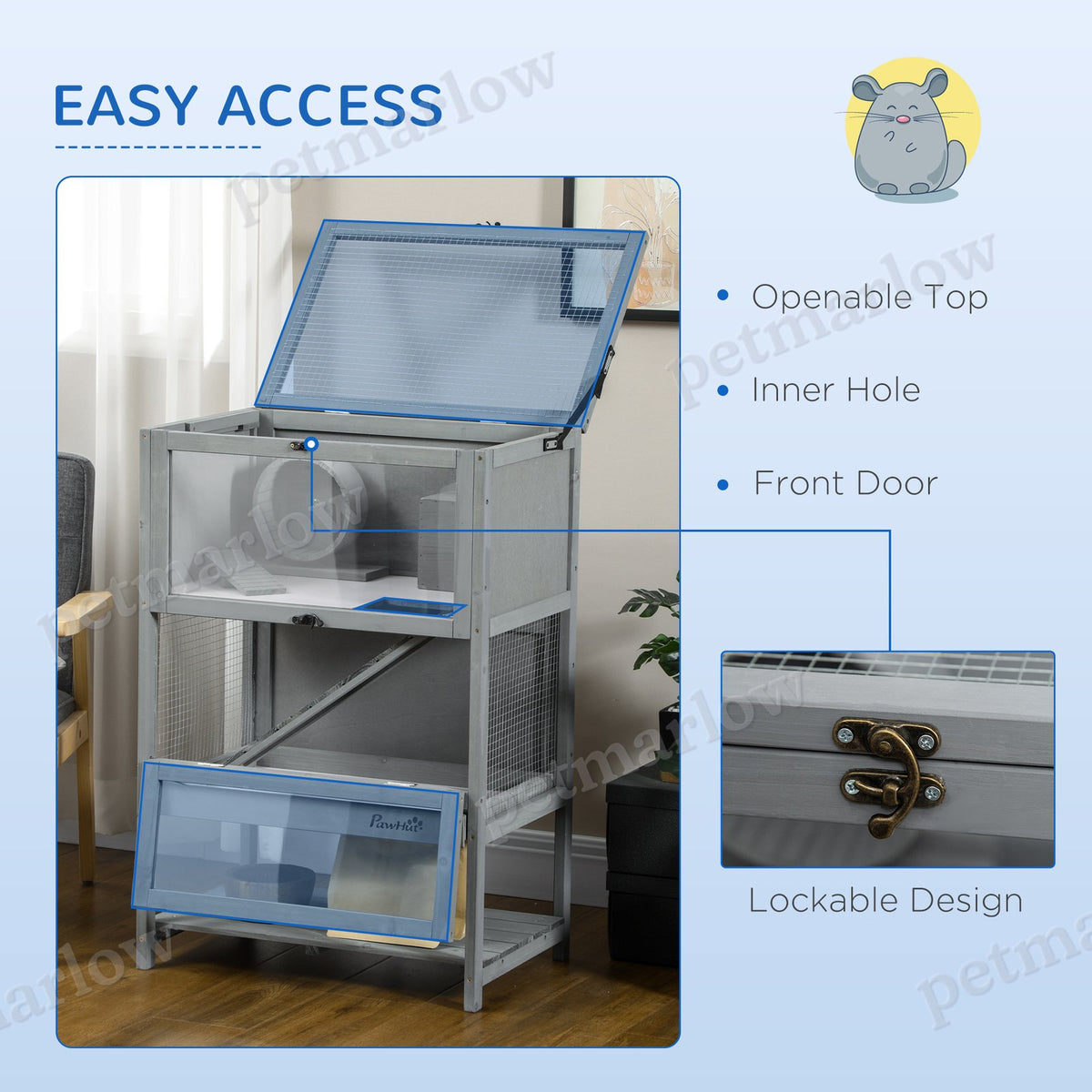 Wooden Hamster Cage with Storage and Accessories – view 5