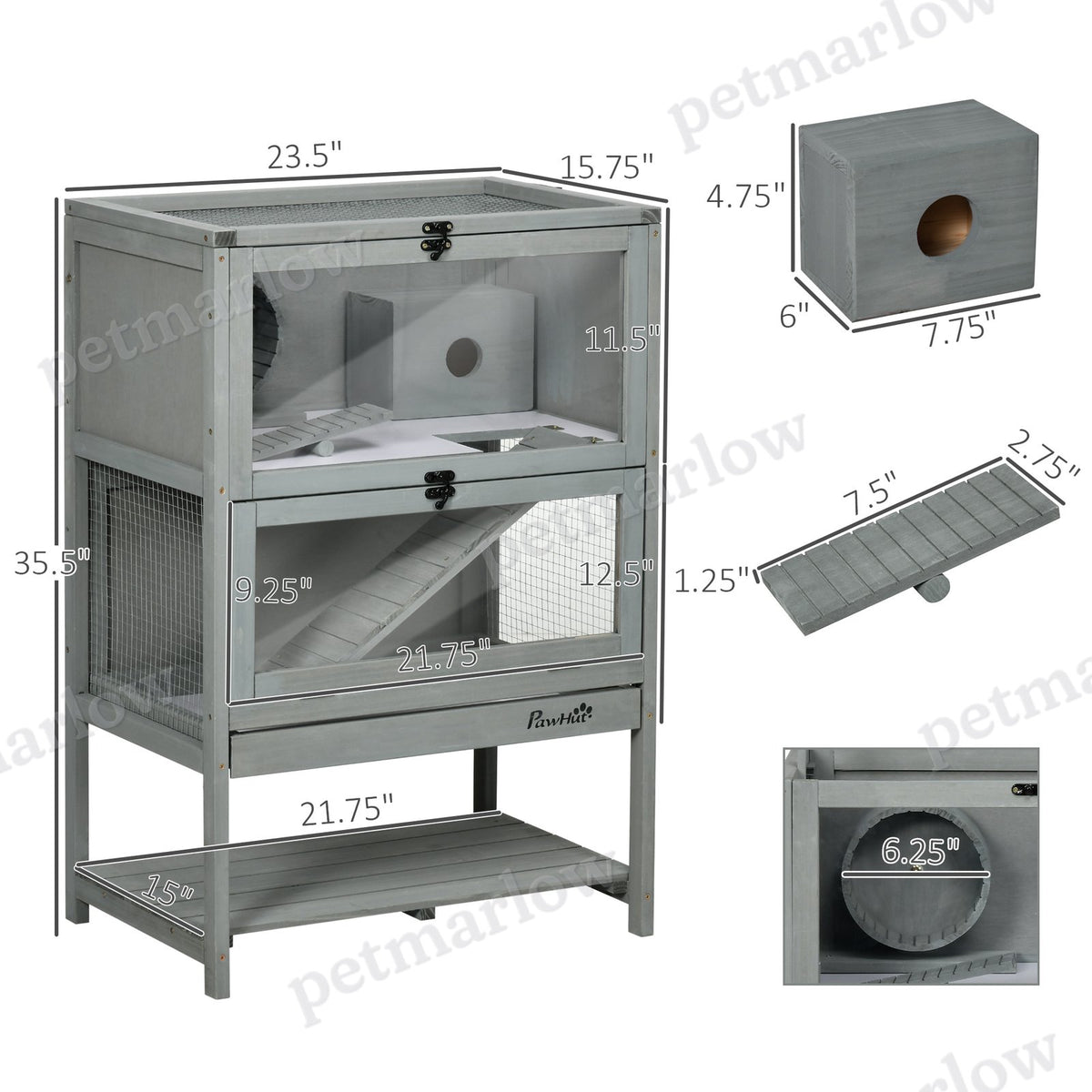 Wooden Hamster Cage with Storage and Accessories – view 6