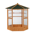 Wooden Hexagonal Outdoor Aviary Bird Cage for Birds – Brown / 880x150x790 mm