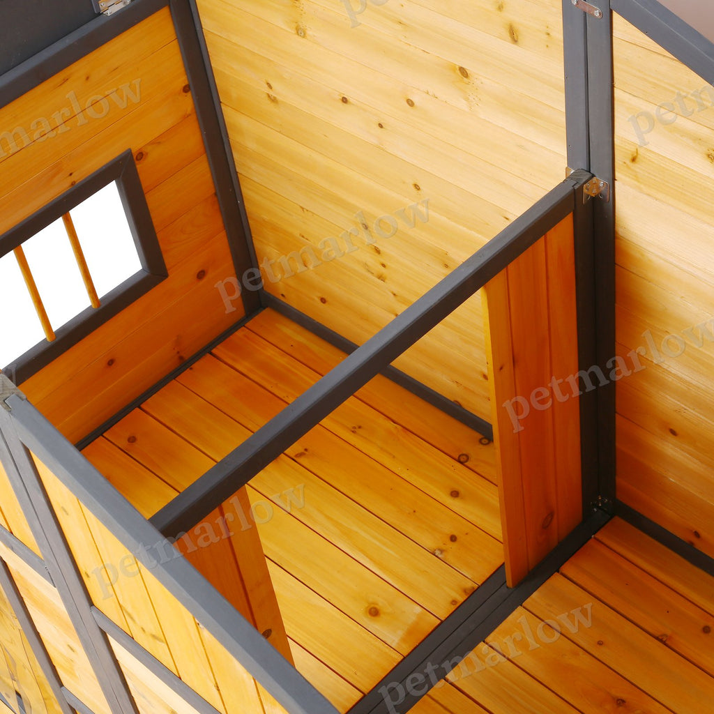 Wooden Large Dog House with Elevated Floor and Porch – view 3