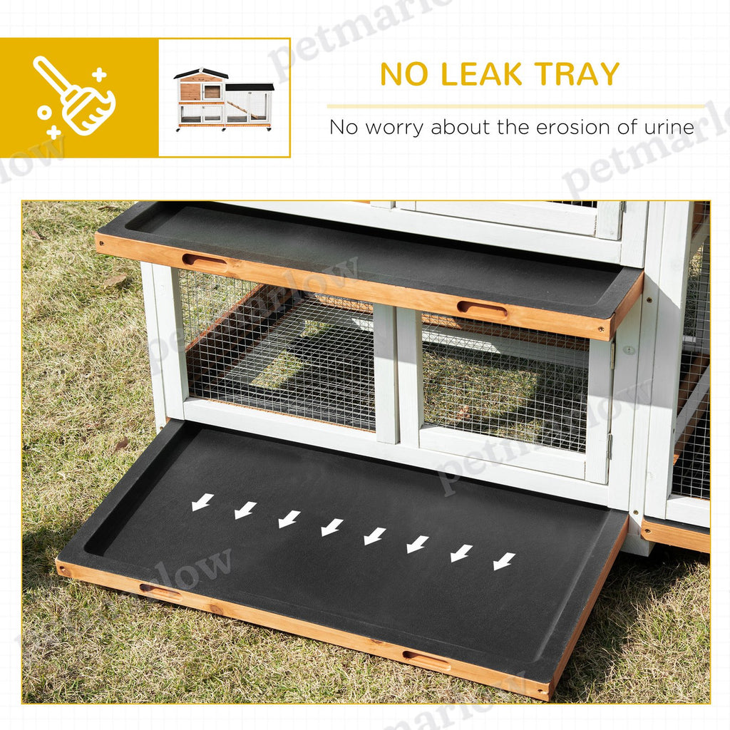 Wooden Mobile Rabbit Hutch with Wheels and Slide-out Tray – view 4