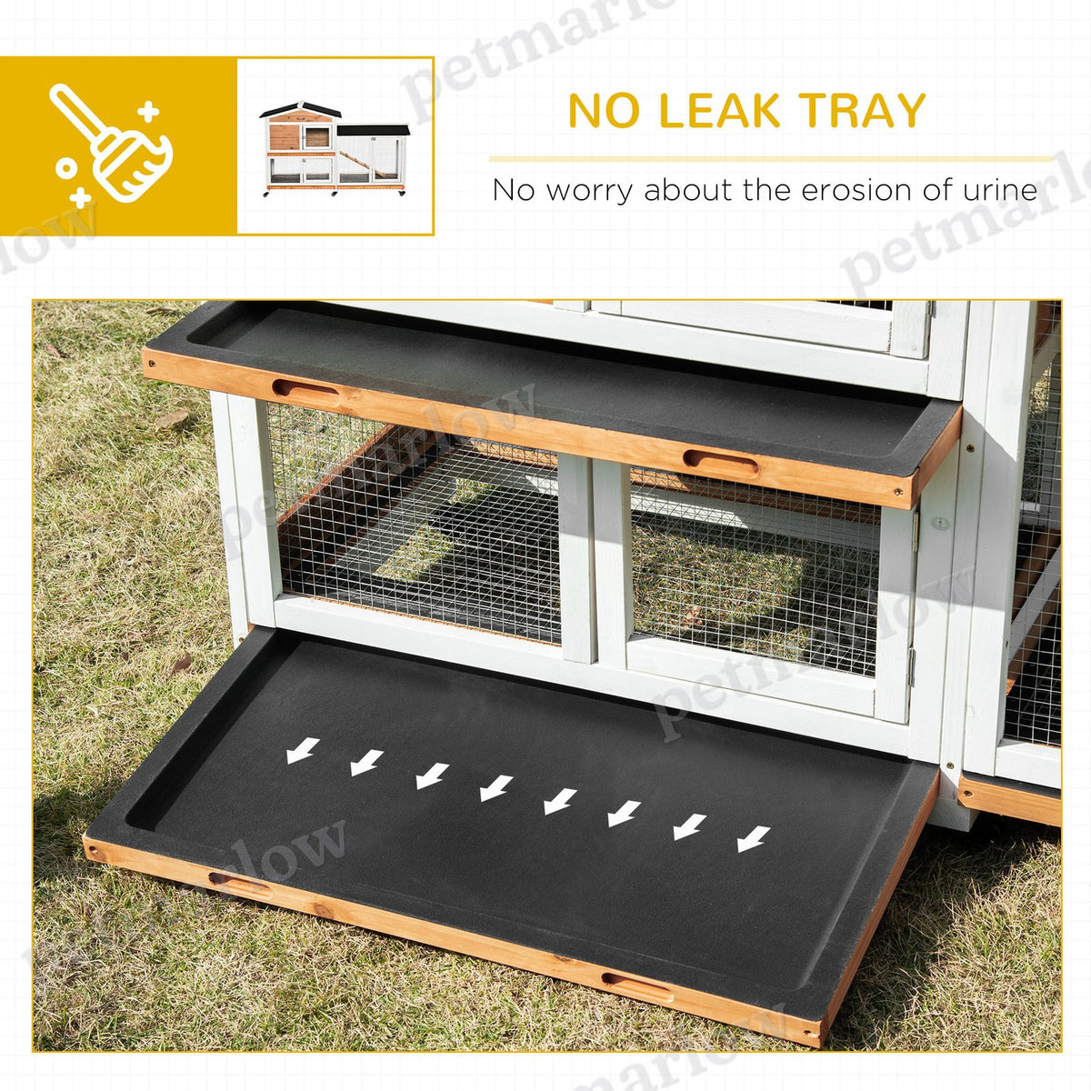 Wooden Mobile Rabbit Hutch with Wheels and Slide-out Tray – view 4
