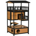 Wooden Outdoor Cat House – Yellow