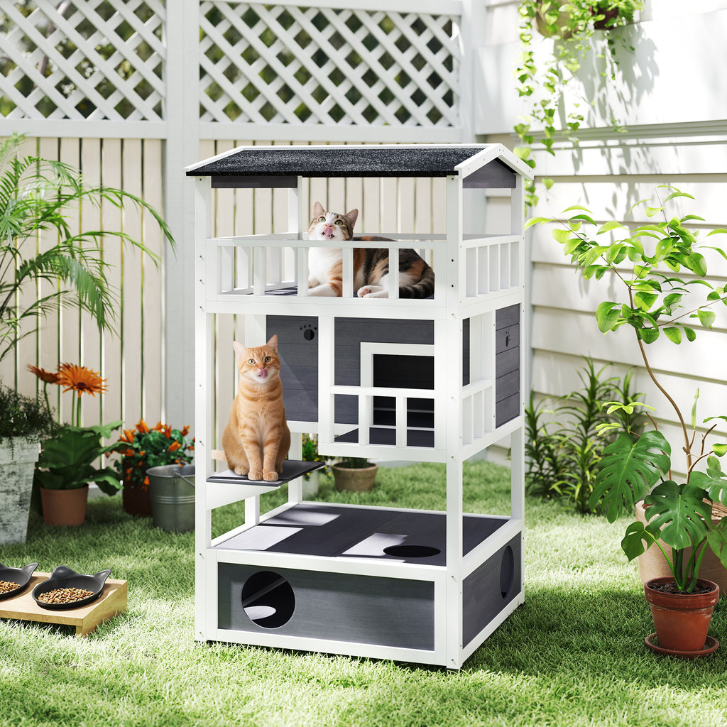 Wooden Outdoor Cat House for Feral Cats