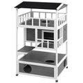 Wooden Outdoor Cat House with Asphalt Roof – Light Gray / 1095x725x215 mm