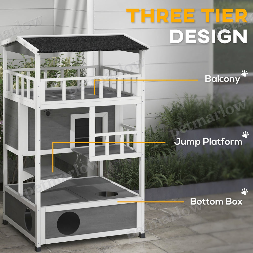 Wooden Outdoor Cat House with Asphalt Roof – view 4