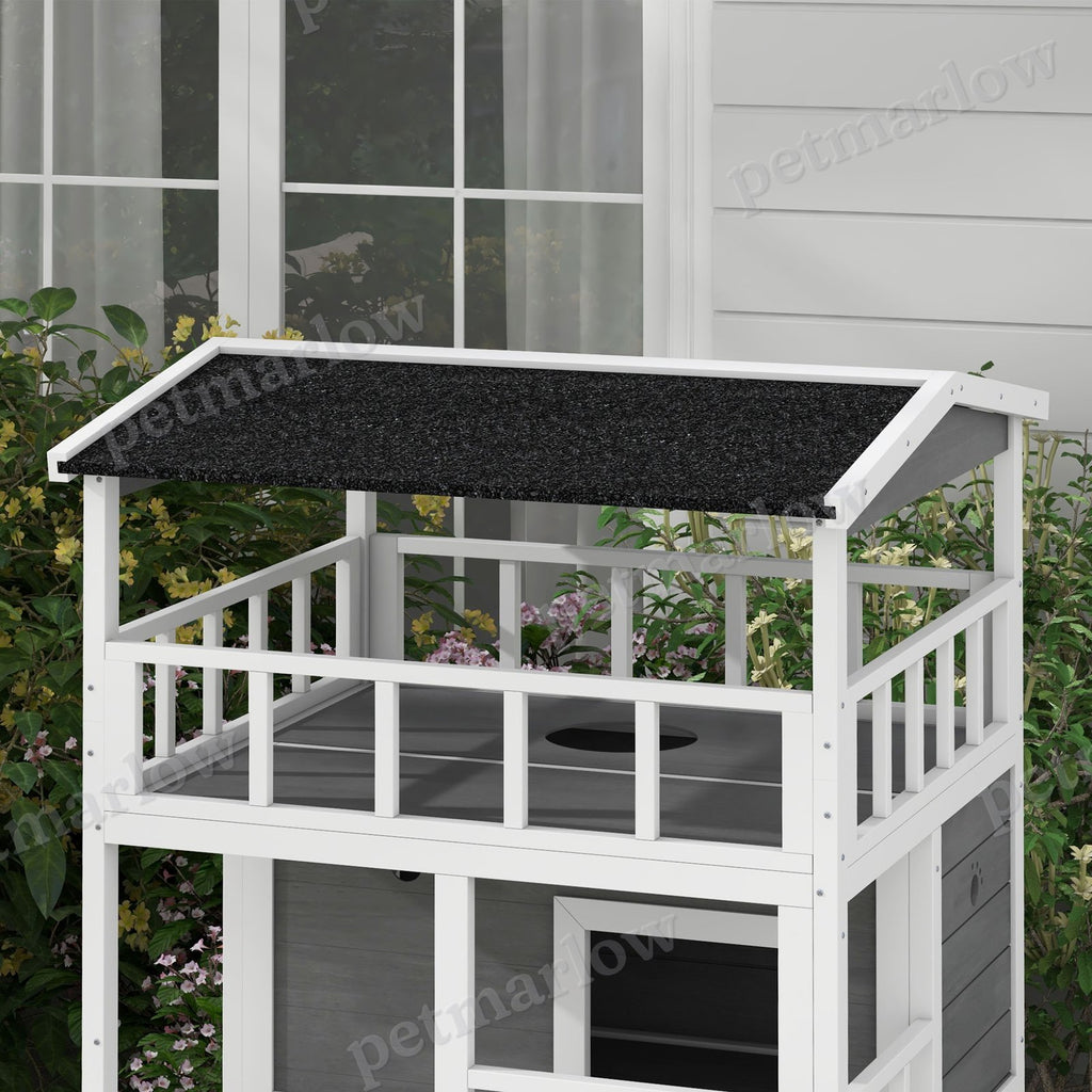 Wooden Outdoor Cat House with Asphalt Roof – view 5