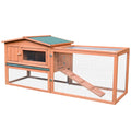 Wooden Outdoor Rabbit Hutch with Detachable Run for Small Animals – Natural Wood / 880x605x265 mm