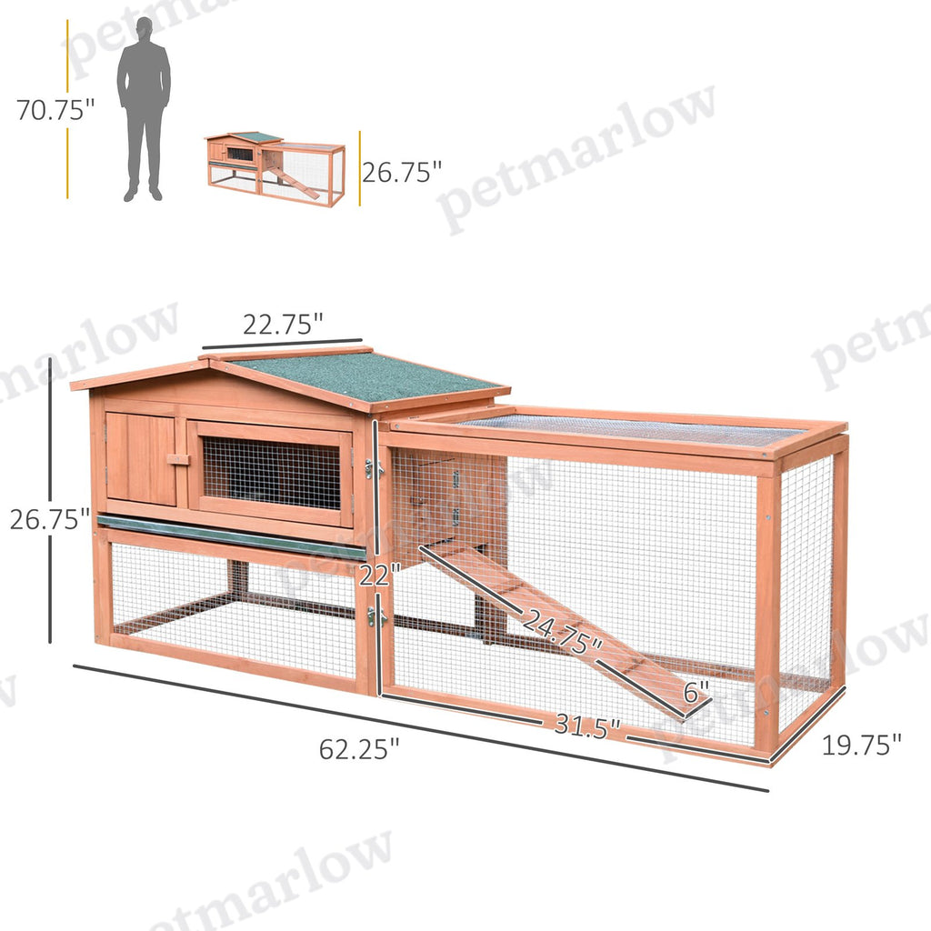 Wooden Outdoor Rabbit Hutch with Detachable Run for Small Animals – view 4