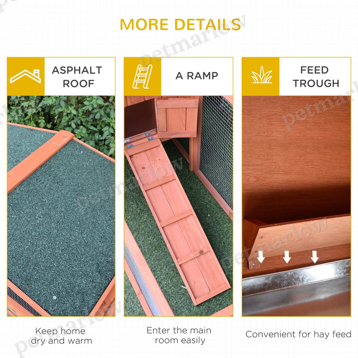 Wooden Outdoor Rabbit Hutch with Detachable Run for Small Animals – view 6