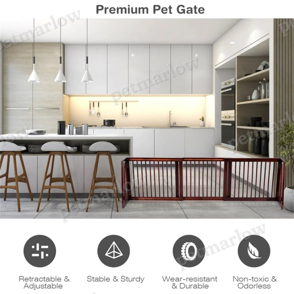 Wooden Pet Gate with Expandable Design for Dogs and Cats – view 3