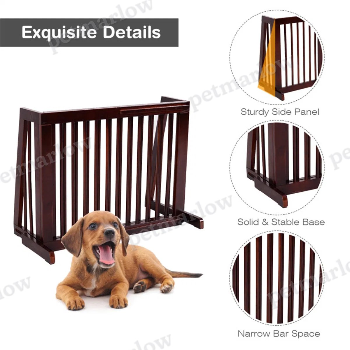 Wooden Pet Gate with Expandable Design for Dogs and Cats – view 4