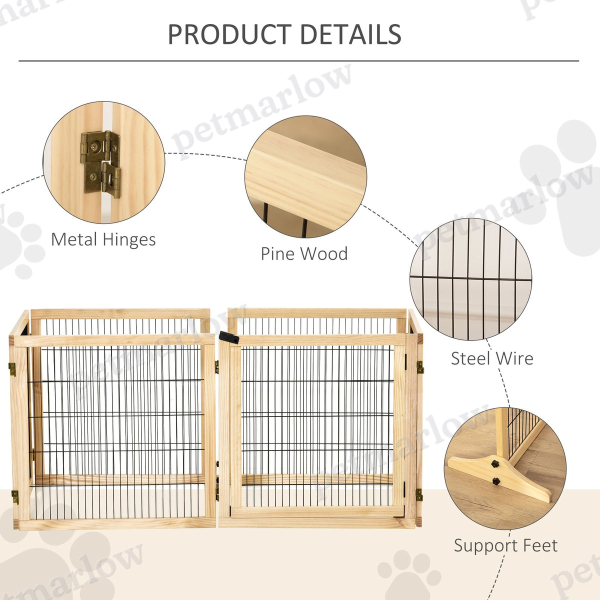 Wooden Pet Gate - 6-Panel Folding Safety Barrier – view 4